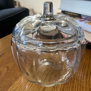 Vintage Clear Glass Pumpkin Candy Jar